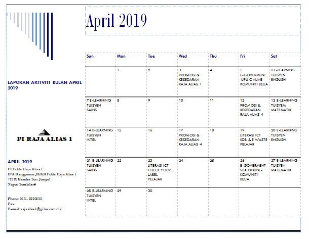 JADUAL APRIL 19